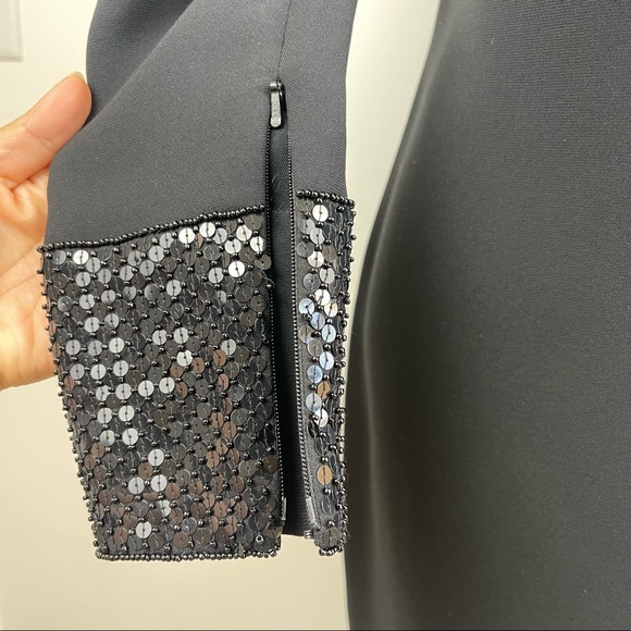 Vintage Linda Allard Ellen Tracy Embellished Sequin Beaded Black Cocktail Dress - Picture 9 of 12